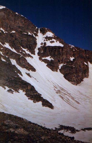 Superstar Couloir, James Peak, RMNP/Alpine 6/23/98.
