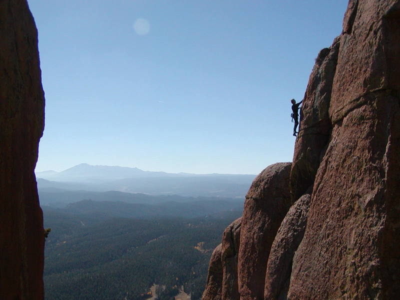 Tod Anderson on The Citadel, fall of 2003, looking South towards Pikes Peak.