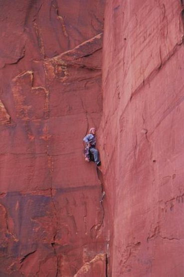 Ben Faber on pitch 1 of the Priest, Castle Valley. Photo: Kevin Cropp.