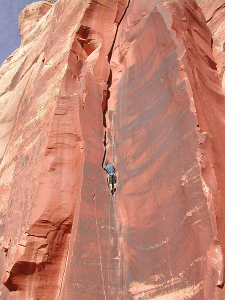 Ben nearing the finger crack top.