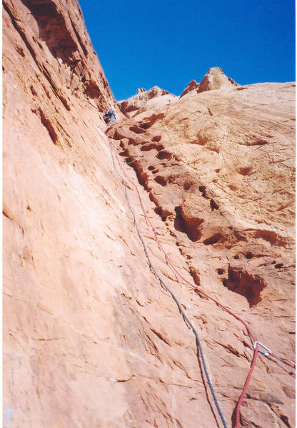 on pitch 3, 2nd ascent 1000' of Fun.