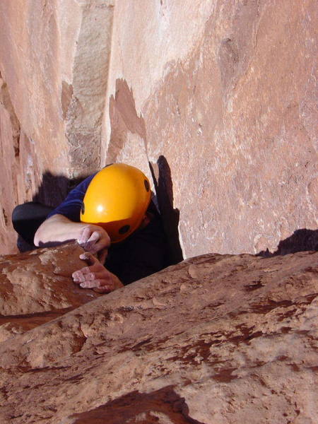 Anders nearing the top of pitch 3.