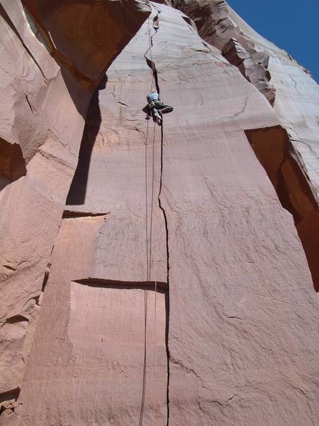 Good view of just about the whole route (it's a long pitch!)