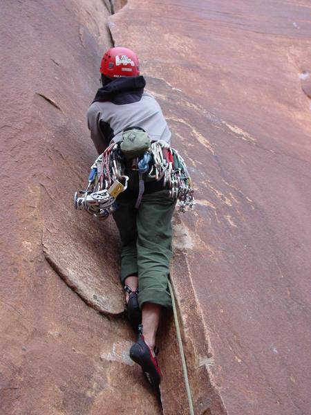 freezing cold first 5.8 pitch of the naked and the dead. shot by lenore sparks. 12/27/04