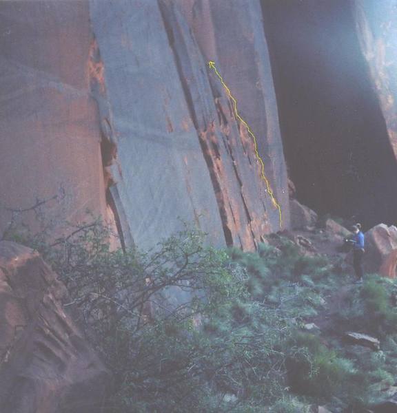 This picture is not the greatest, but the start of the route is shown in yellow.