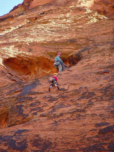 10-year old Ethan on P1 of Pygmy Alien, Oct 22, 2005. "Gee Dad, this sure is high!"