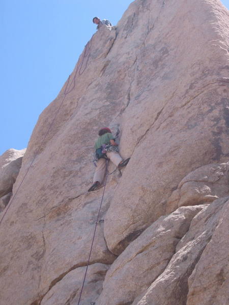 Karen from Ventura on her first 5.8 trad lead.
