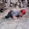 Christa Cline reaching the good edge near the top.