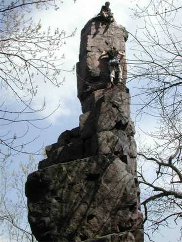 Shana Scheiber ascending the Northwest Side of Cleopatra's Needle.