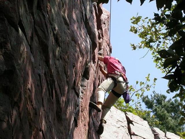 Jan Brown near the top of Sometime Crack.