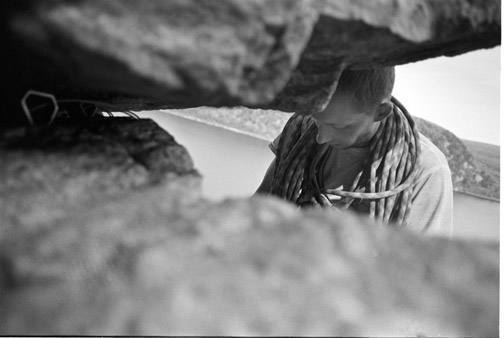 Matthew Zahalka at the top of Lost Face. Photo by Russ Miller.