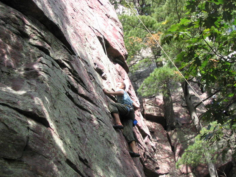 Rich nearing the point where the route begins to move left.