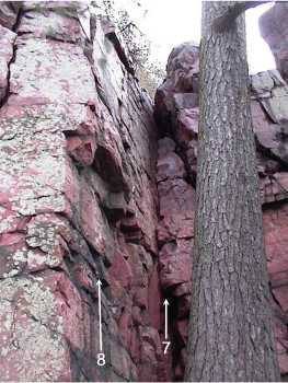 Red Rocks Chimney (7) and Red Rocks Overhang (8).
