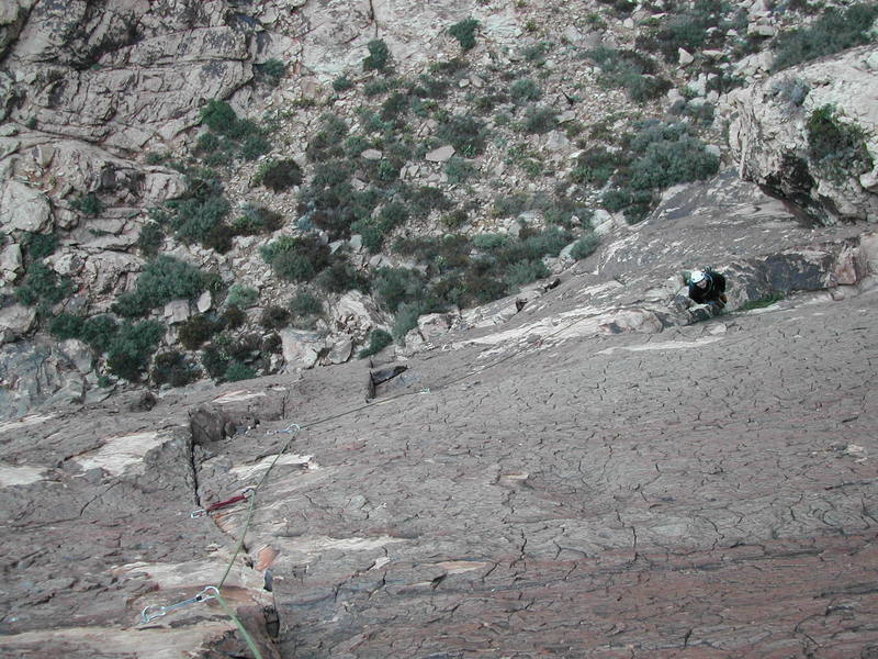 Looking down from the p3 (or p2, depending...) belay.
