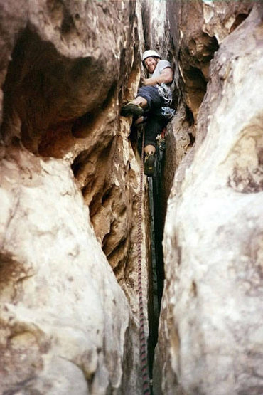 Mark Regier on the 3rd pitch chimney.