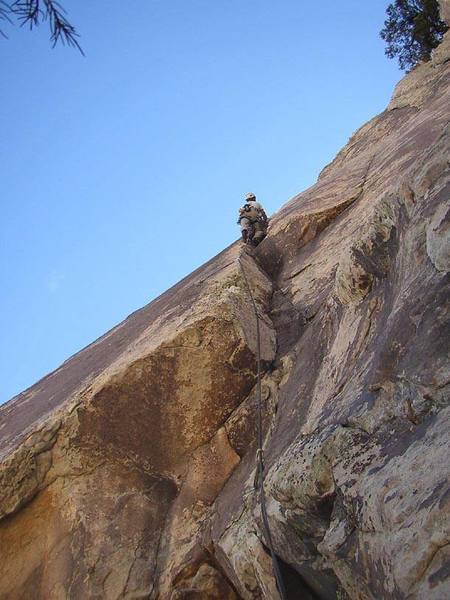 Gaining the clean jam crack on pitch 3 of Balancing Act.