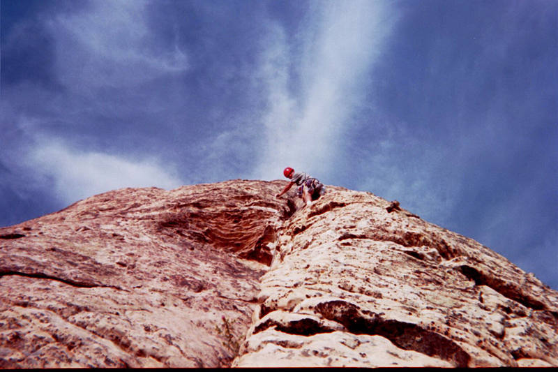 Josh Owen leading on the Northeast Arete.