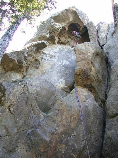 Steve is cleaning up the anchor... this pic shows all but 5 feet of the route.