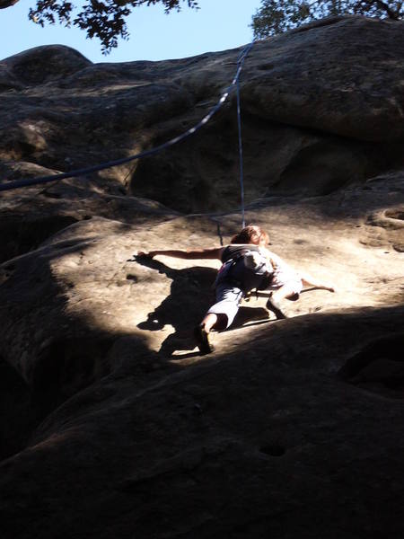 Sallie, seeing the light, just after the second hard slab section.