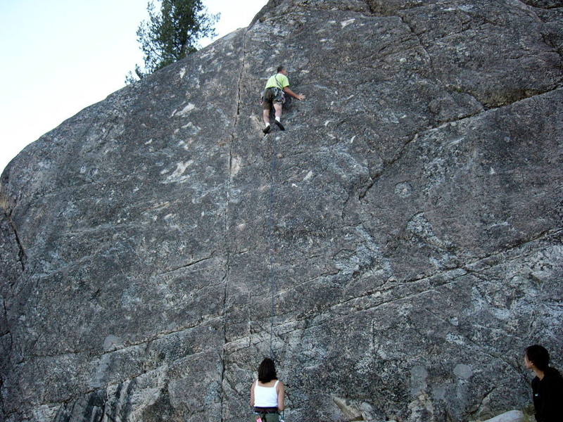 Paul at the first runout section which continues to top of photo to large stance.