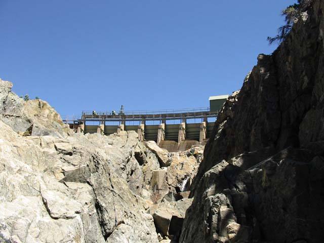 The floodgates leading out of Spaulding Lake.