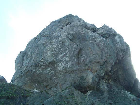 The biggest rock at Twin Coves from the beach isthmus.