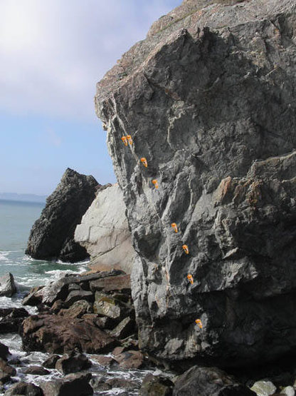 Taken from the approach that doesn't involve sliding down the rock-crud pile. Taken 1-20-03.
