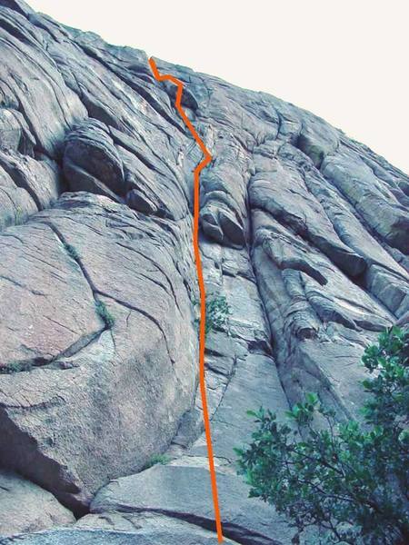 A topo photo of Stoner's Boner.<br>
Chimney Rock, Mt. Lemmon, AZ