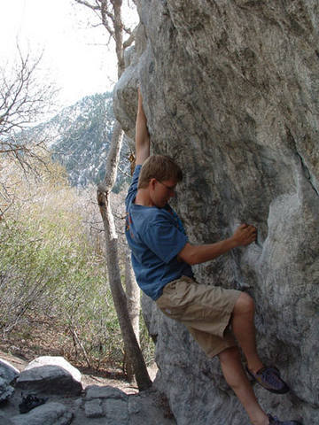 Classic jugs on the Direct North Face of Shothole. Photo by Andrew Gram.