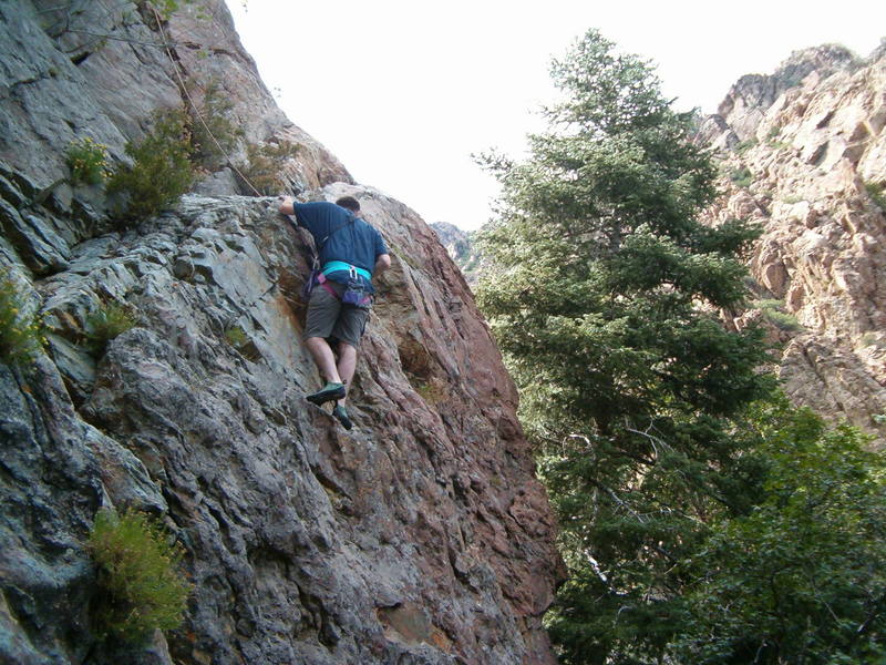 1st climb ever. Ascent=15 min. Descent=45 min. Harness=priceless.