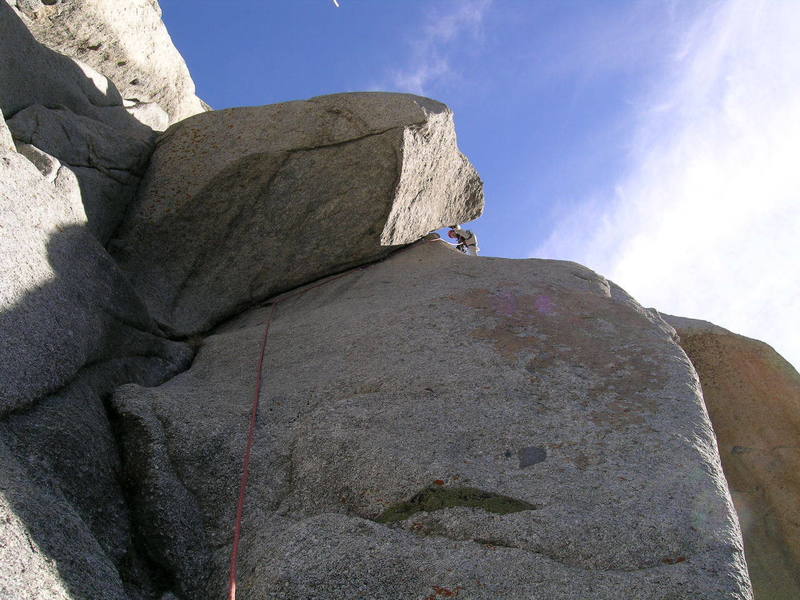 David just after he got to a place where he could rest. The whole crack is 5.8+ with very little rest.