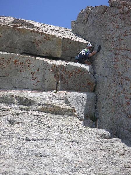 Pulling the crux moves on Triple Overhangs, 10a. In shorts, at 11,000 ft. Because, Utah.
<br>
<br>
Photo by Vicente Planelles.