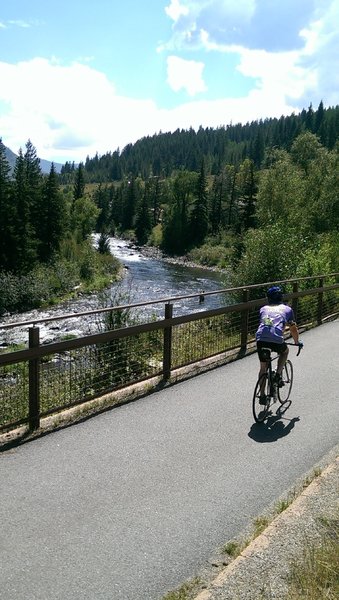 Bikers and fly-fishing folks enjoying this stretch of the Eagle River