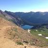 Trail Rider Pass Summit, looking back on Snowmass Lake