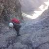 Rappel-hiking down the icy Hourglass in early fall. Minimal sunlight = icy.