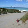 Fun in the dunes on the way to Sandfly Bay.