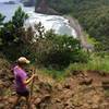Rounding the rocky Awini Trail to Pololu Valley