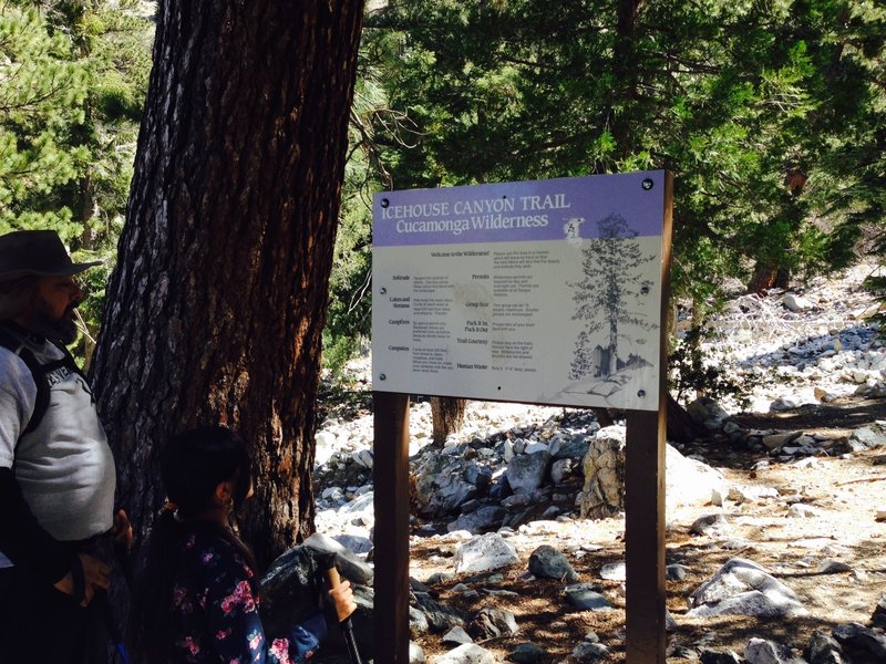 Sign clearly marking the beginning of the Cucamonga Wilderness.