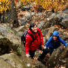 Heading up the Breakneck scramble in light snow