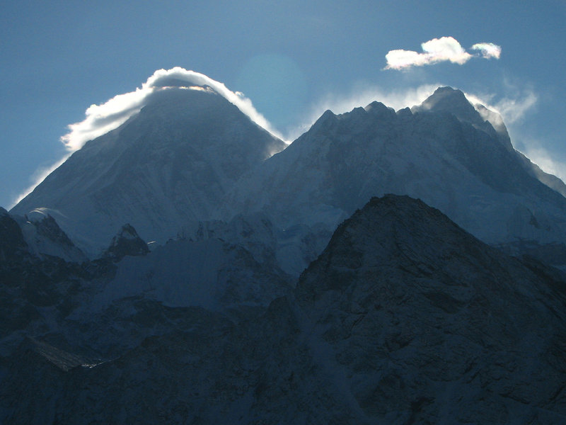 Everest, Nuptse and Lhotse close-up from Gokyo Ri