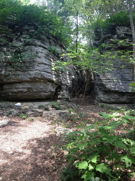 Entrance to the Stone Cuts, it is visible from the trail at its intersection with the bypass.