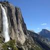 Yosemite Falls with Half Dome in the background.