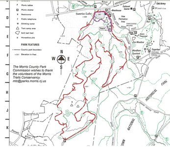 Lewis Morris Park Map Lewis Morris County Park 10K Loop Running Trail, Mendham, New Jersey