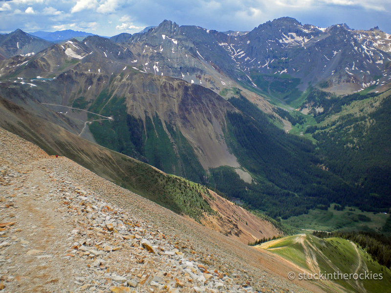 The steep switchbacks from Oscar's Pass down to Chapman.