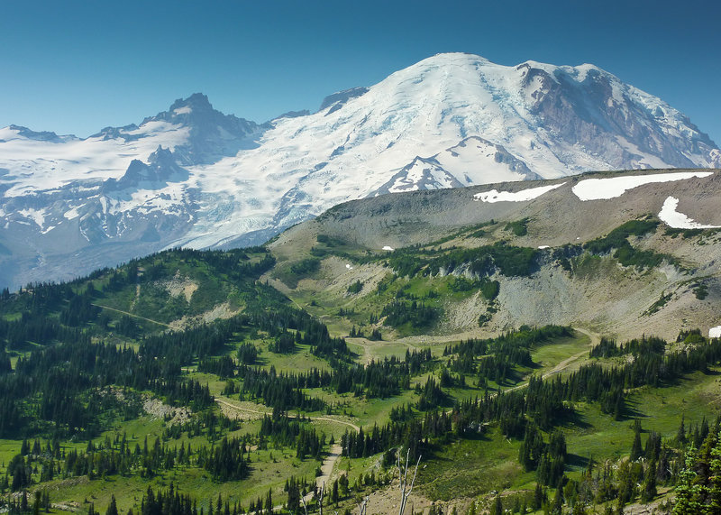 View of Rainier and Liberty Cap above Westside Road