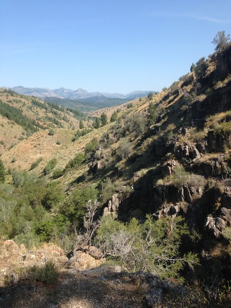 The mouth of Steel Hollow with a view into Rick's Canyon and the Bear River range beyond ,in the background