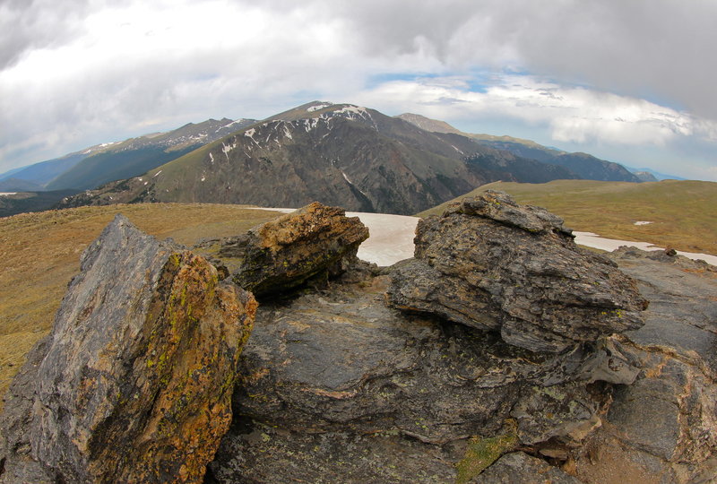 Gneiss boulders on the tundra trail