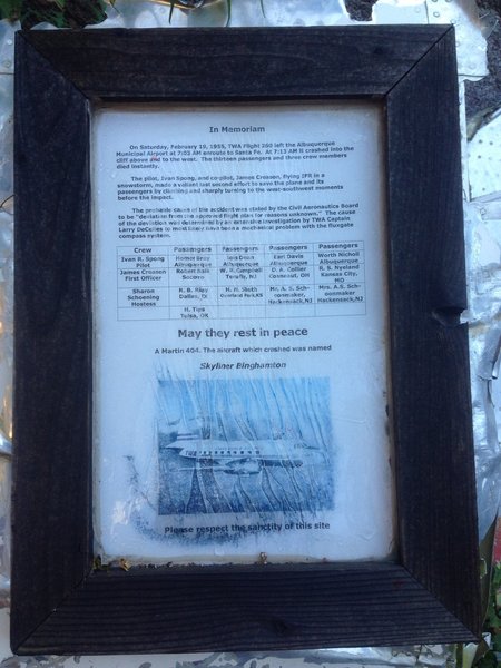 The plaque commemorating TWA Flight 260.