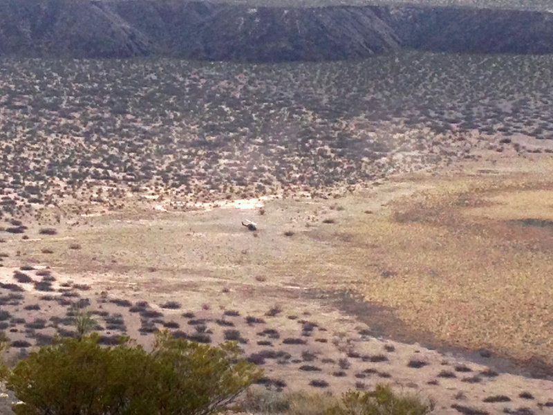 Potato quality picture, but I happened to be lucky enough to catch one of the Border Patrol's Special Forces helicopters doing practice landings on the south side of the lakebed. After taking this, it did another landing on the west rim before buzzing me on the way out.
