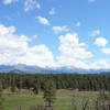 Pagosa Peak rises in the distance in the Turkey Springs Trails System.